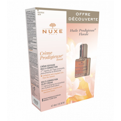 Coffret Crème Prodigieuse  Boost Pieles Secas
Crema Sedosa Multi-Corrección + Huile Prodigieuse  Florale 10ml DE REGALO