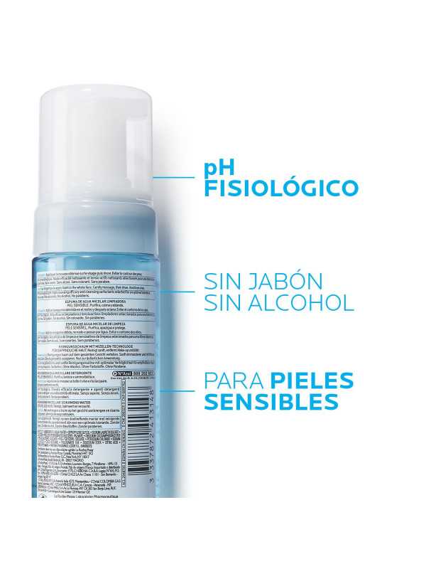 PHYSIOLOGIQUE Espuma de Agua Micelar Desmaquillante y Limpiadora Facial  Piel Sensible 150 ml