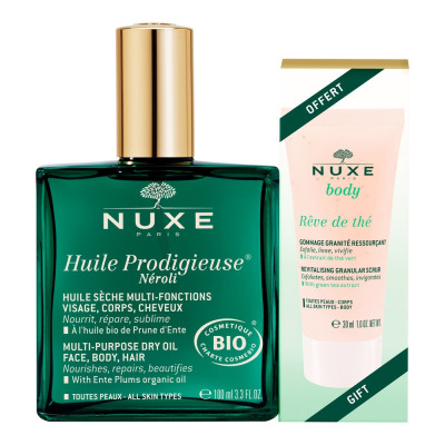 SUN Huile Prodigieuse Néroli 100 ml + Exfoliante Revitalizante Rêve de Thé 30 ml