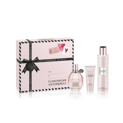 FlowerBomb Estuche de mujer EDP 100 ml + Loción Corporal 20 ml + Crema Corporal 40 ml