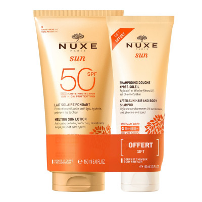 Nuxe Sun Leche Solar Alta Protección SPF50 150 ml + Champú de Ducha After Sun 100 ml