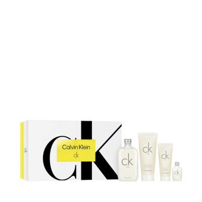 CK One Estuche Unisex EDT 200 ml + Loción Corporal 200 ml + Gel de Ducha 100 ml + Mini 15 ml